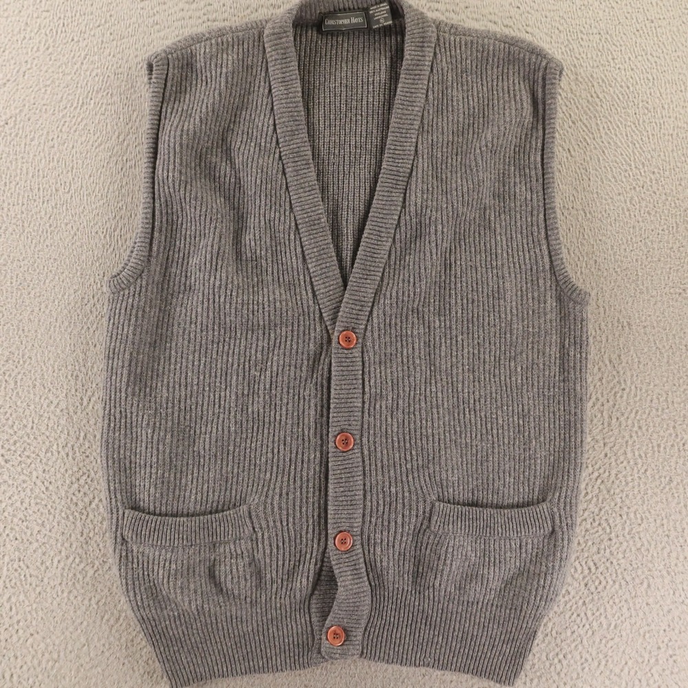 VTG Geelong Sweater‎ Mens XL Gray 100% Wool Lambswool Scotland Vest Cardigan